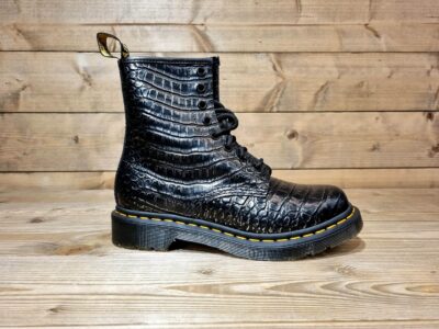 DR MARTENS: 1460 Gunmental Croc